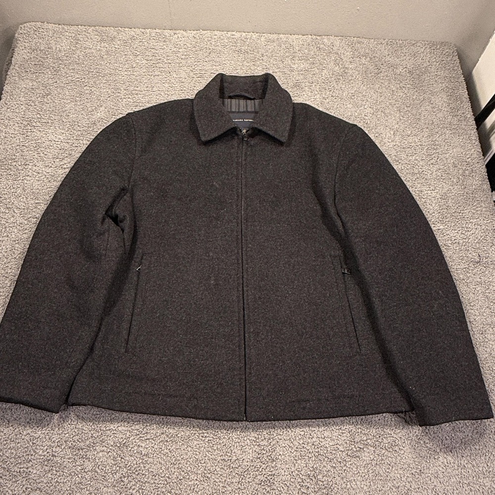 Banana Republic Jacket Mens Extra‎ Large Charcoal Wool Cashmere Blend Zip Lined
